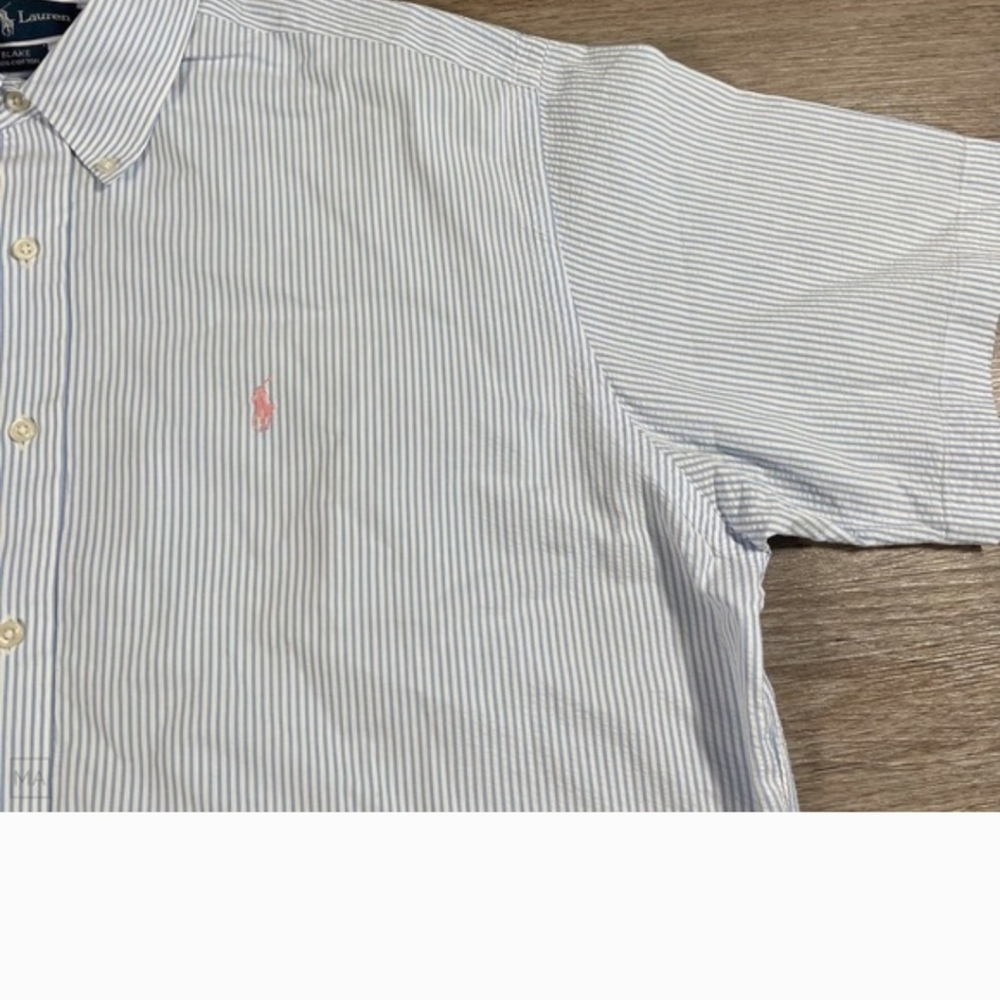 Ralph Lauren Men's Button Down Shirt Blake Stripes Seersucker Preppy XL Blue/Wht